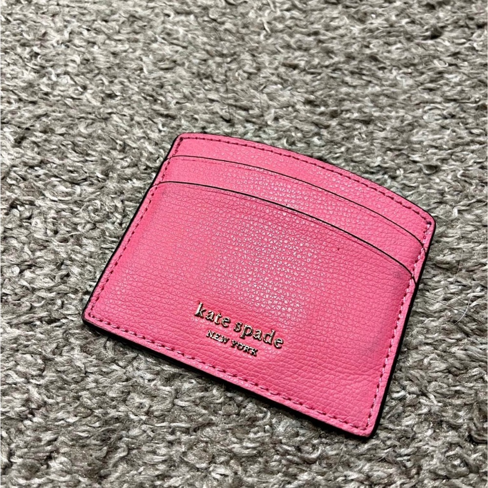 kate spade Pink Leather Card Case with Gold Logo